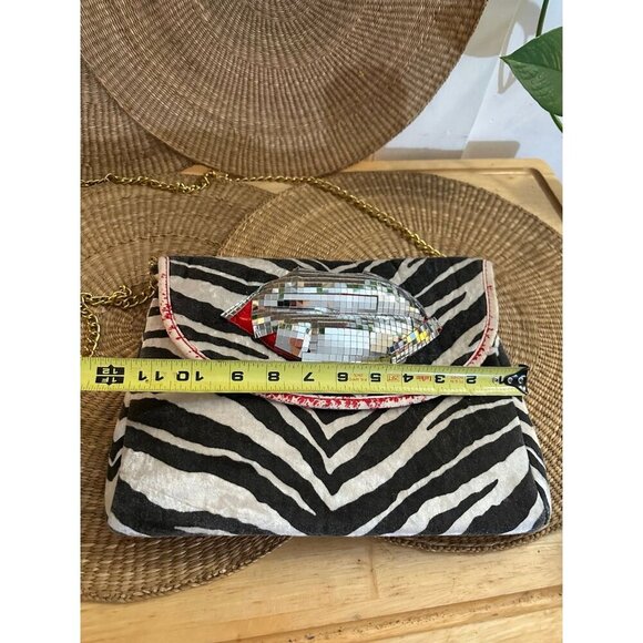 Zebra striped purse with disco lips - Picture 2 of 10
